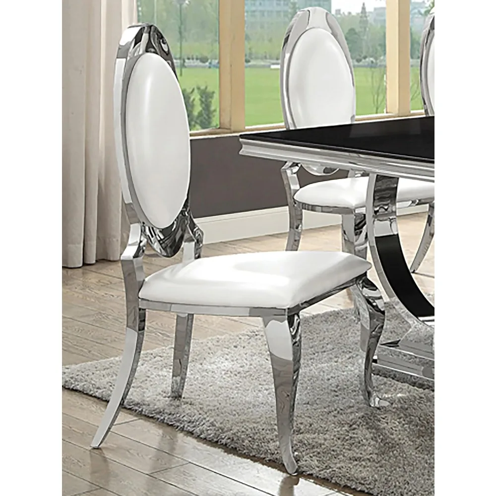 

Anchorage, Stainless Steel, Faux Leather, Upholstered Dining Chairs with Oval Backrest