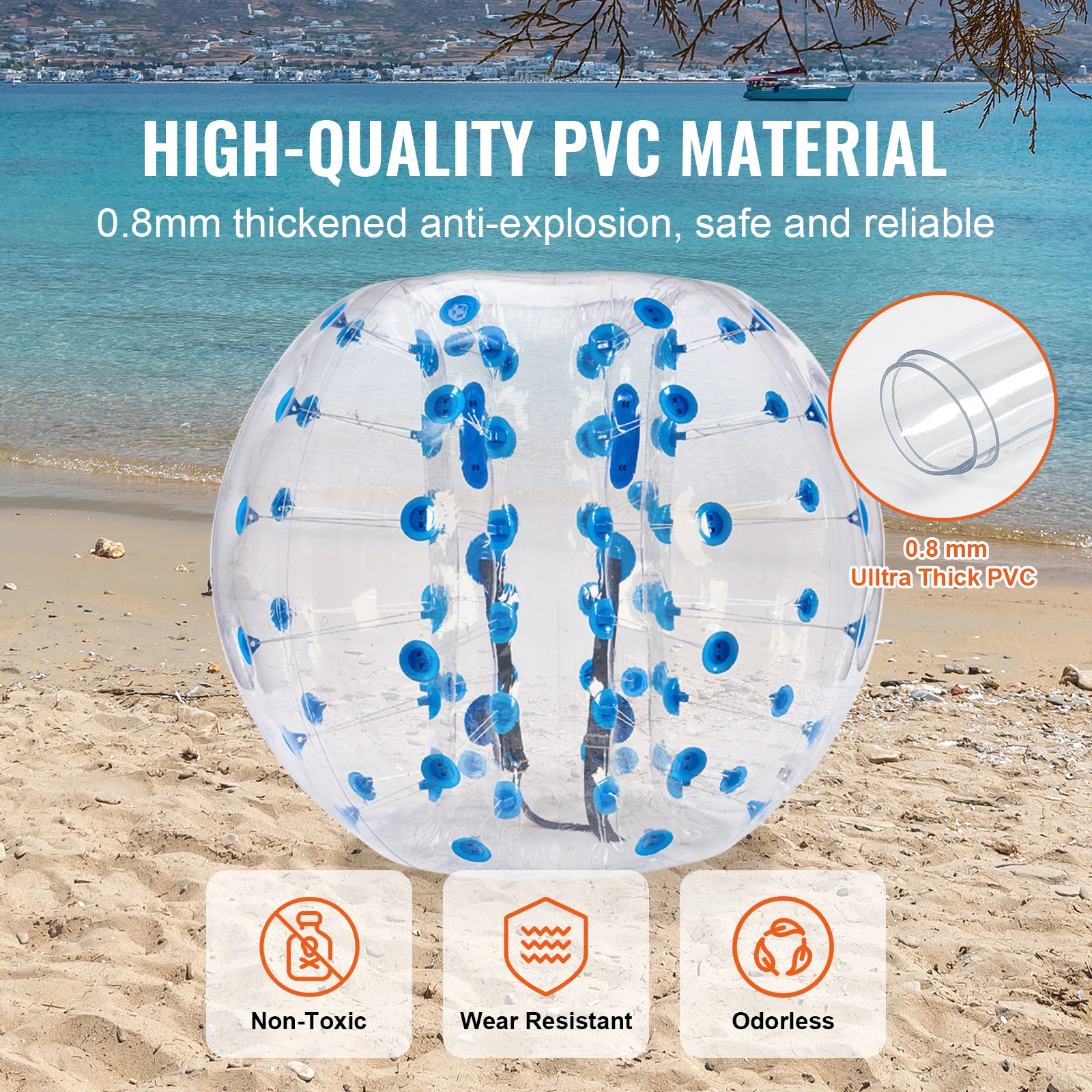 SucceBuy 5FT/1.5M كرة مصد قابلة للنفخ الجسم السومو زورب كرات للمراهقين والكبار 0.8 مللي متر سميكة بولي كلوريد الفينيل كرات فقاعة الهامستر البشرية