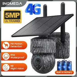 INQMEGA 4G SIM 트레일 카메라, 태양광 패널 보안 카메라, 5MP, 3K 와이파이, 태양열 사냥, 야생 동물 야간 감시 캠