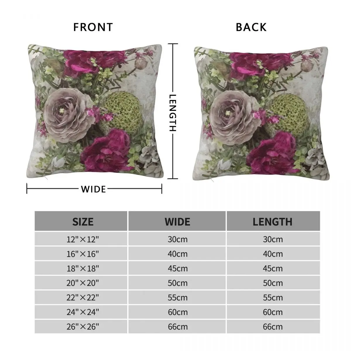 Bouquet Of Anemones Peonies Square Pillowcase Polyester Linen Velvet Creative Zip Decor Pillow Case Home Cushion Cover