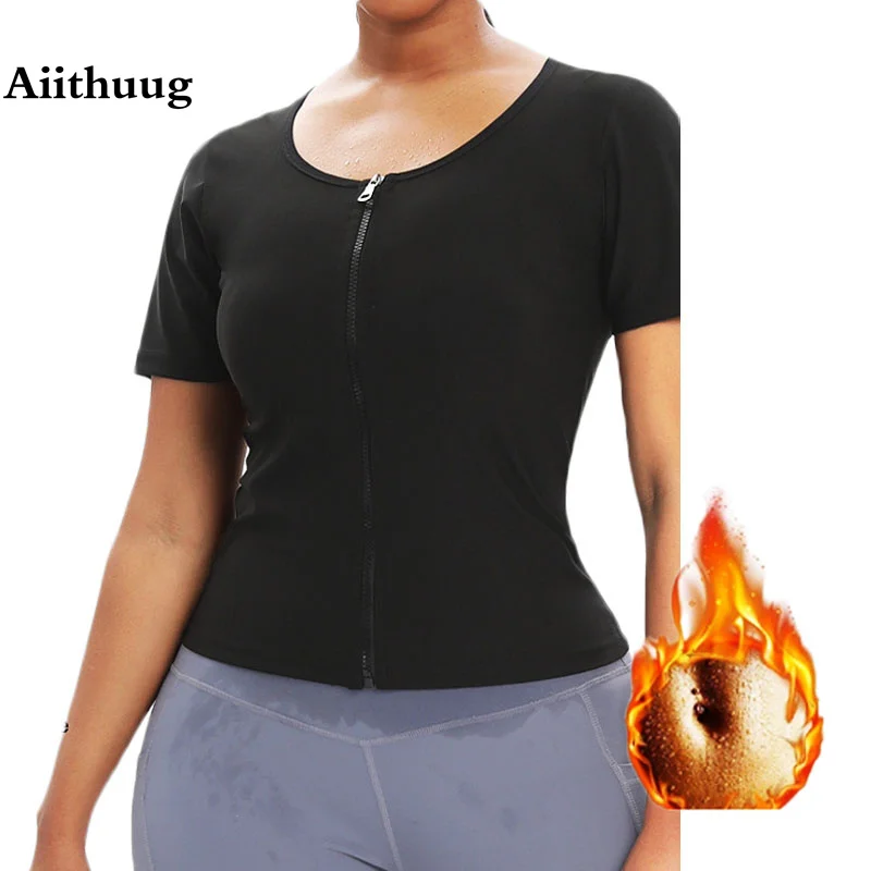 

Aiithuug Waist Trainer Women Hot Sweat Fat Burn Lined Inner Heat Trapping Slimming Corset 5 Times Sweating Shape Slim Sauna Suit