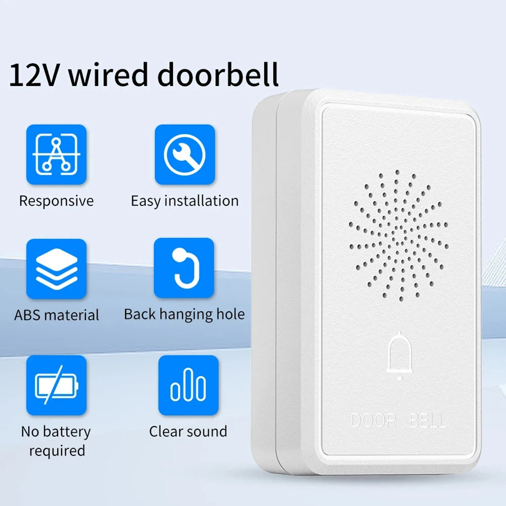 

1pc DC 12V Wired Doorbell Security Access System Dingdong Electronic Doorbell 90db Wired Doorbell Access Security Protection