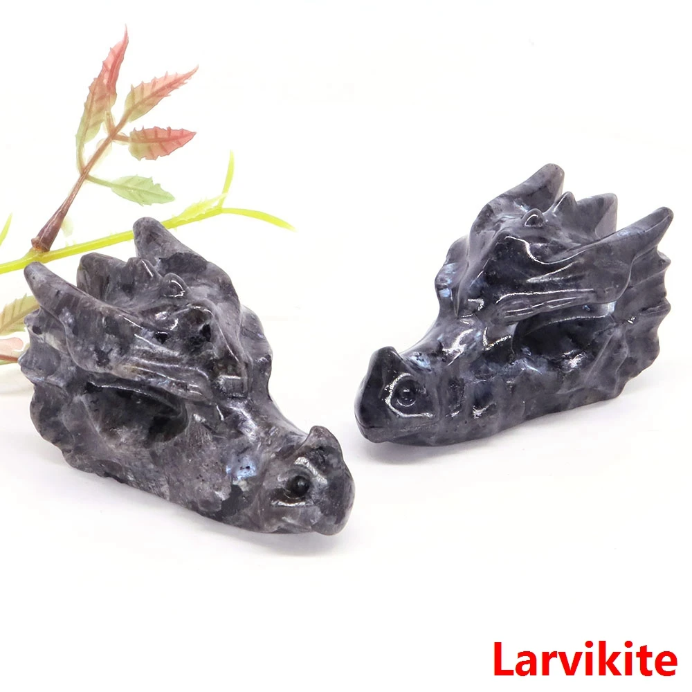 70mm Dragon Head Standbeeld Natuurlijke Edelsteen Kristal Reiki Healing Handgesneden Stenen Beeldjes Ambachten Woondecoratie Cadeau Groothandel