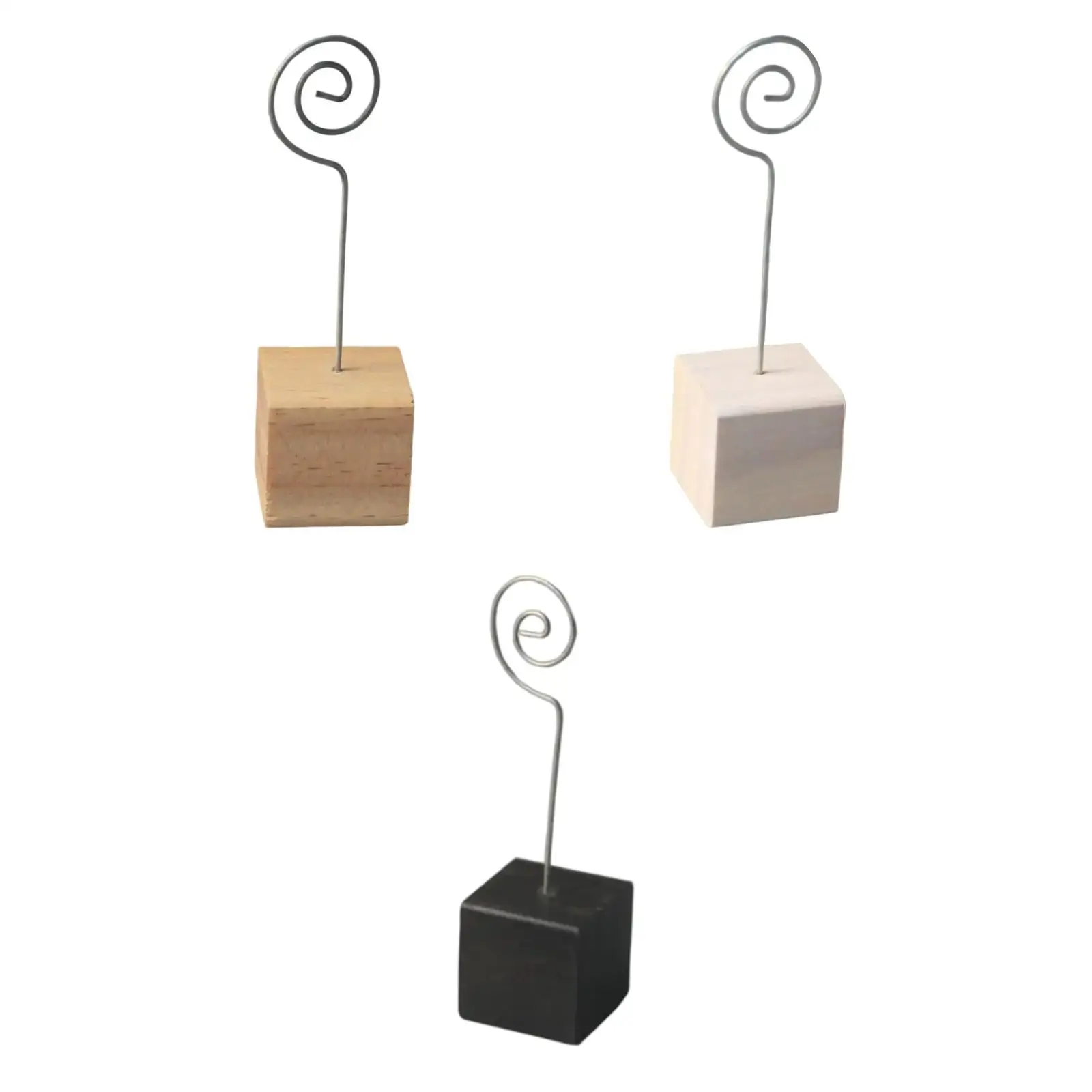 10 Pieces Table Number Holder Cardholder with Wooden Base Multifunction Decor Note Photo Stand Table Menu Clip for Graduation