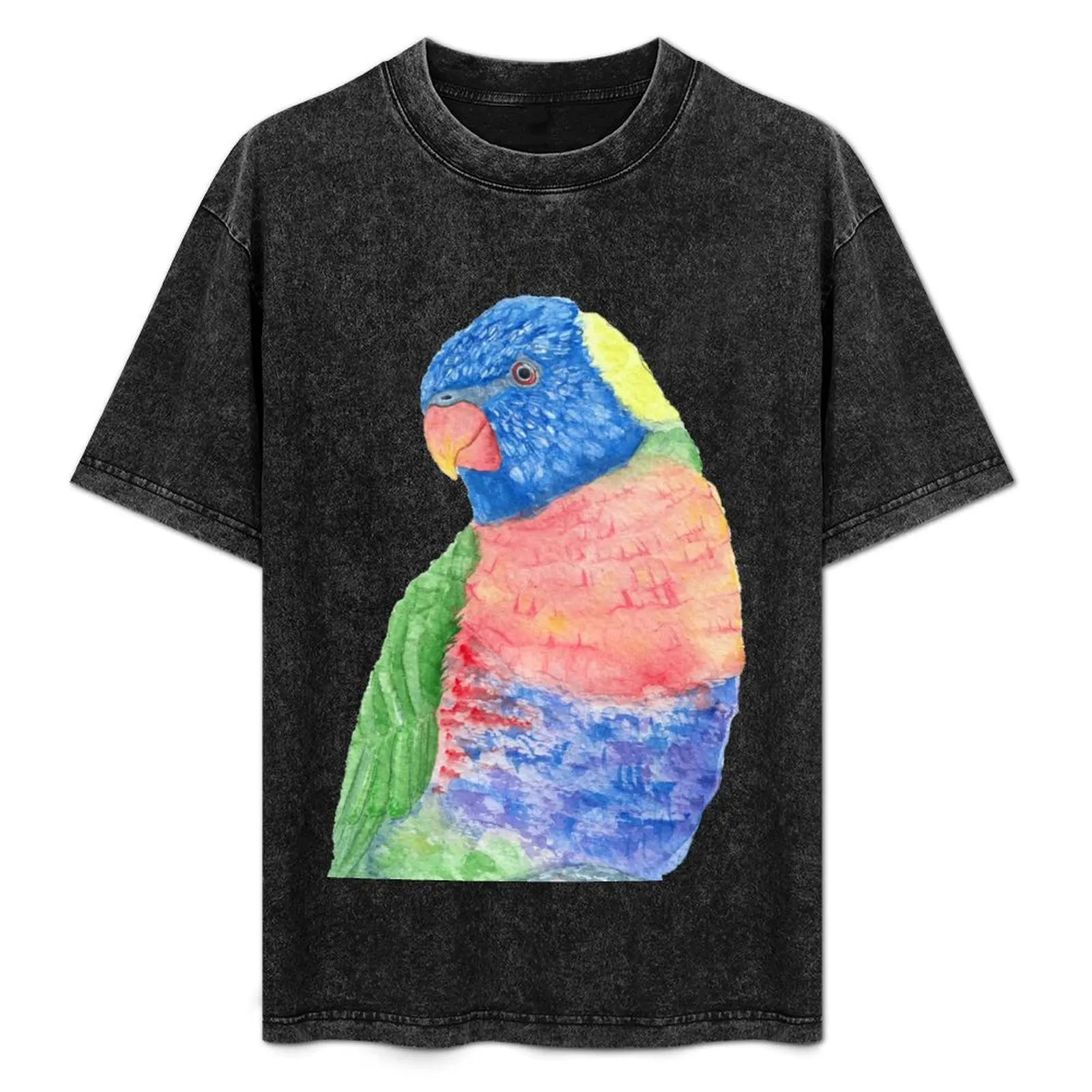 

Watercolor rainbow lorikeet parrot watercolor portrait T-Shirt designer shirts vintage vintage clothes Men's t shirts