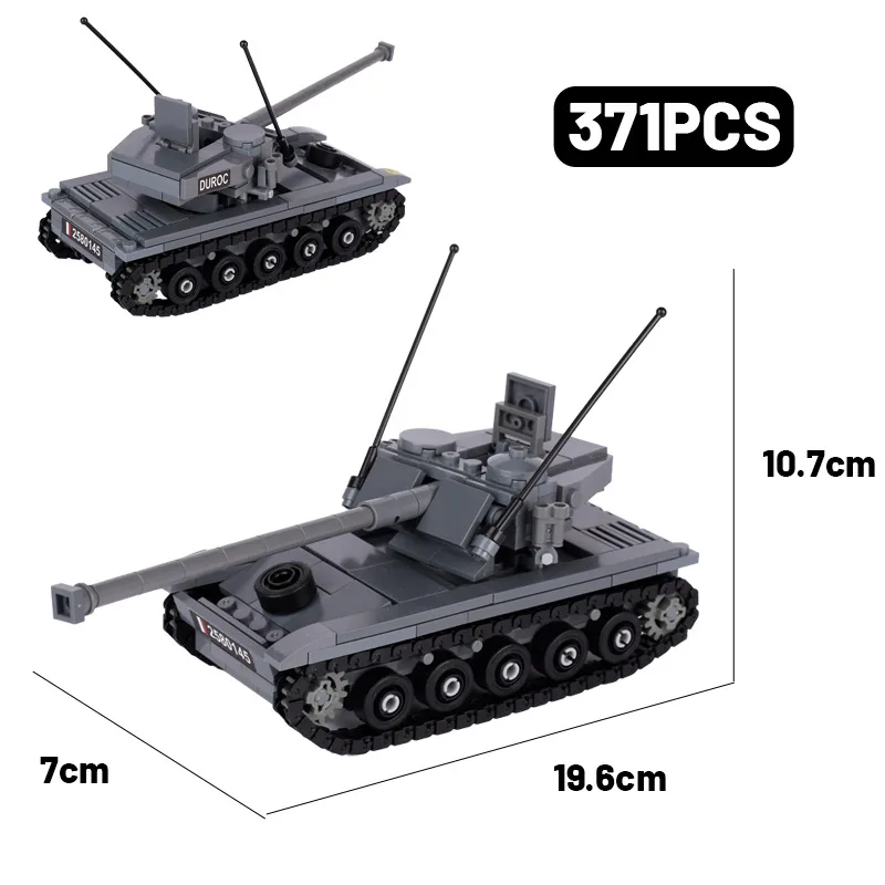 MOC World War II Military Tank Series 4 Tank US M26 Heavy Tank Small Particle Building Block Children\'s Toy Birthday Gift