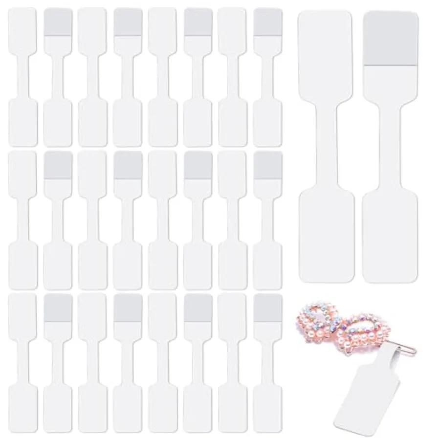 

200pcs Blank Jewelry Price Tags Stickers for Bracelet Necklace Earring Rings White Self Adhesive Labels Small Size Barbell Styl
