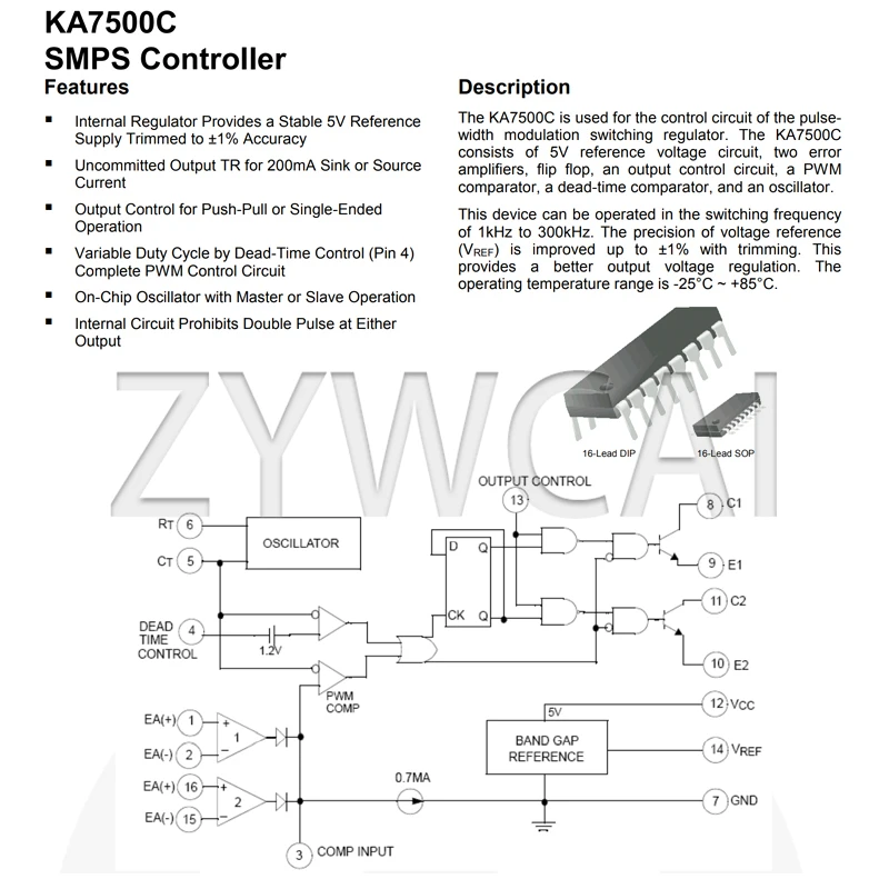 KA7500CDTF SO-16 KA7500C 5 قطعة وحدة تحكم AC-DC ومنظم الجهد وحدة تحكم SMPS