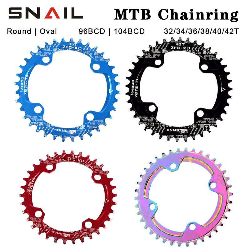 

BDSNAIL MTB Chain Ring 104bcd Crown Crown 32 34 36 38 40 42 Teeth Mountain Bike Chainring Bicycle Sprocket Round Chainring