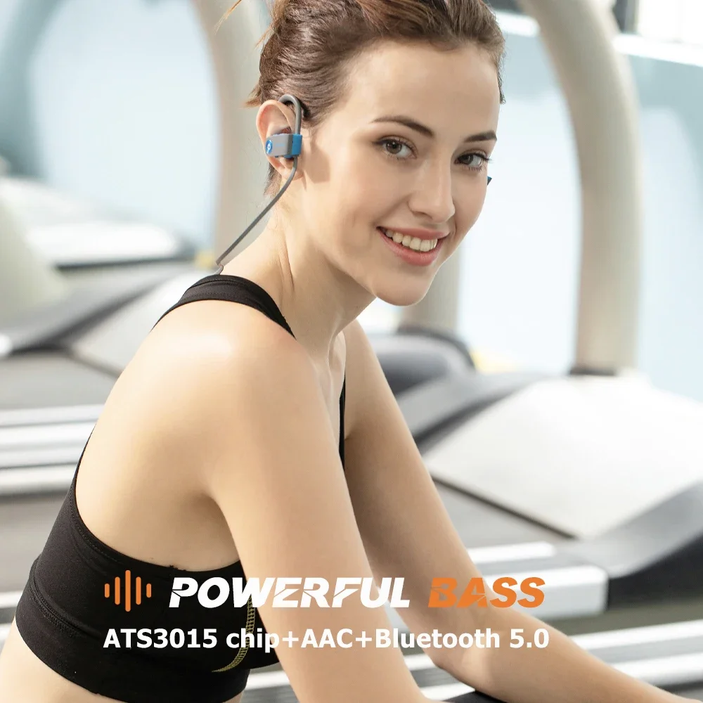 Wavefun XBuds Wireless Earphones with Ear Hook IPX7 Waterproof Super Bass Sports Headphones Music Gaming Mode with Mic