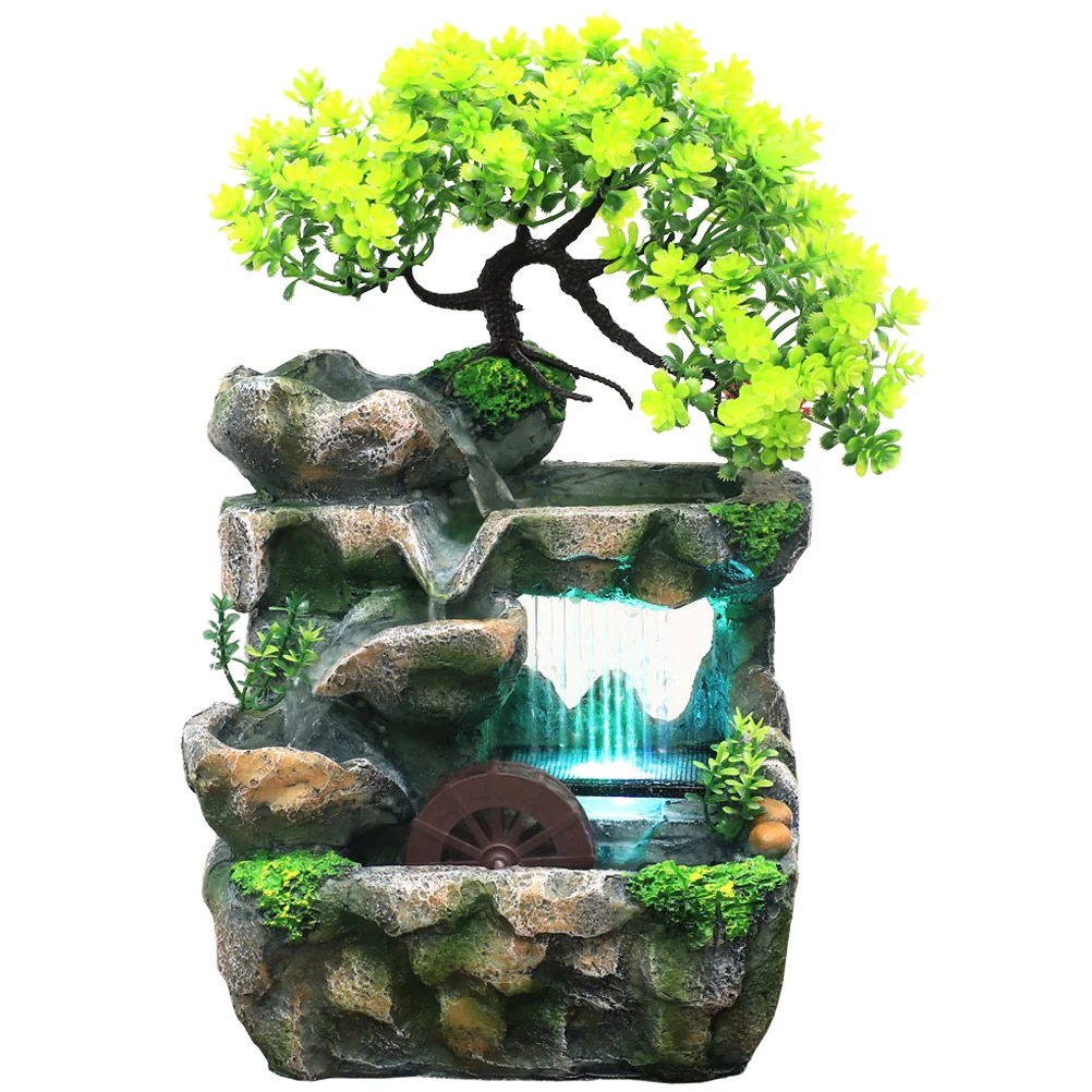 

Mini Resin Indoor Water Fountain Desktop Waterfall Flowing Water Table Decor Relaxation Fountain Calm Zen Soothing Sound Home