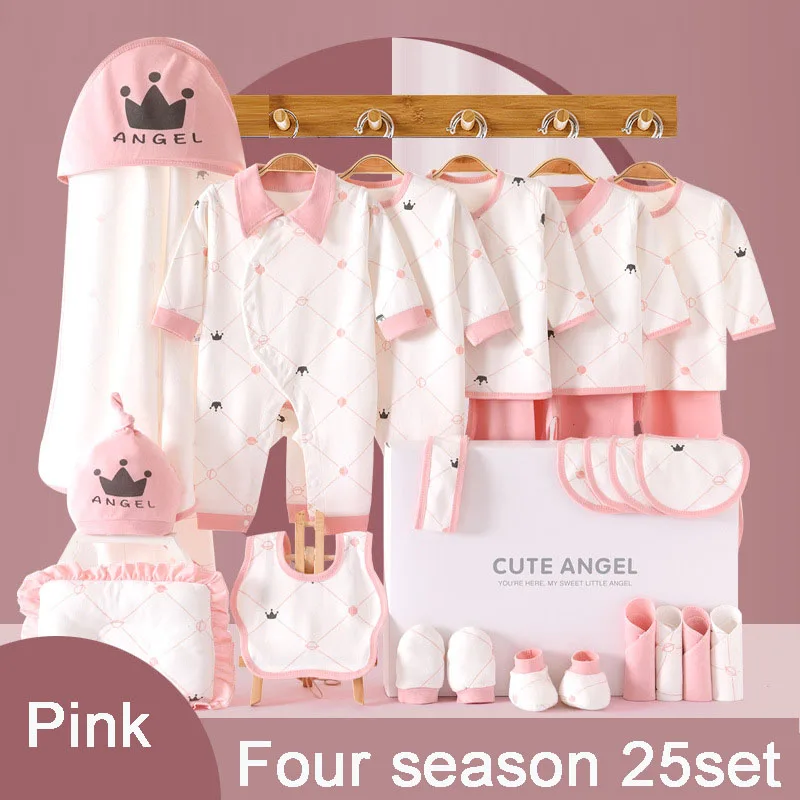 19/23/25 Pieces Newborn Clothes Baby Gift Pure Cotton Set 0-6 Months Autumn And Winter Kids Suit Unisex Without Box