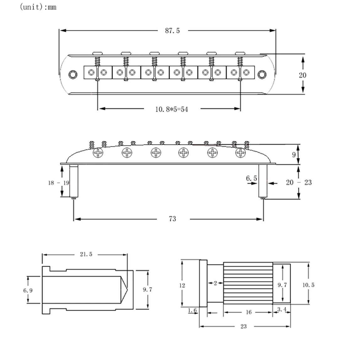 SMIEA гитарный мост-седло с регулируемыми седлами из цинкового сплава для аксессуаров для гитары Mustang Jaguar Jazzmaster, серебро