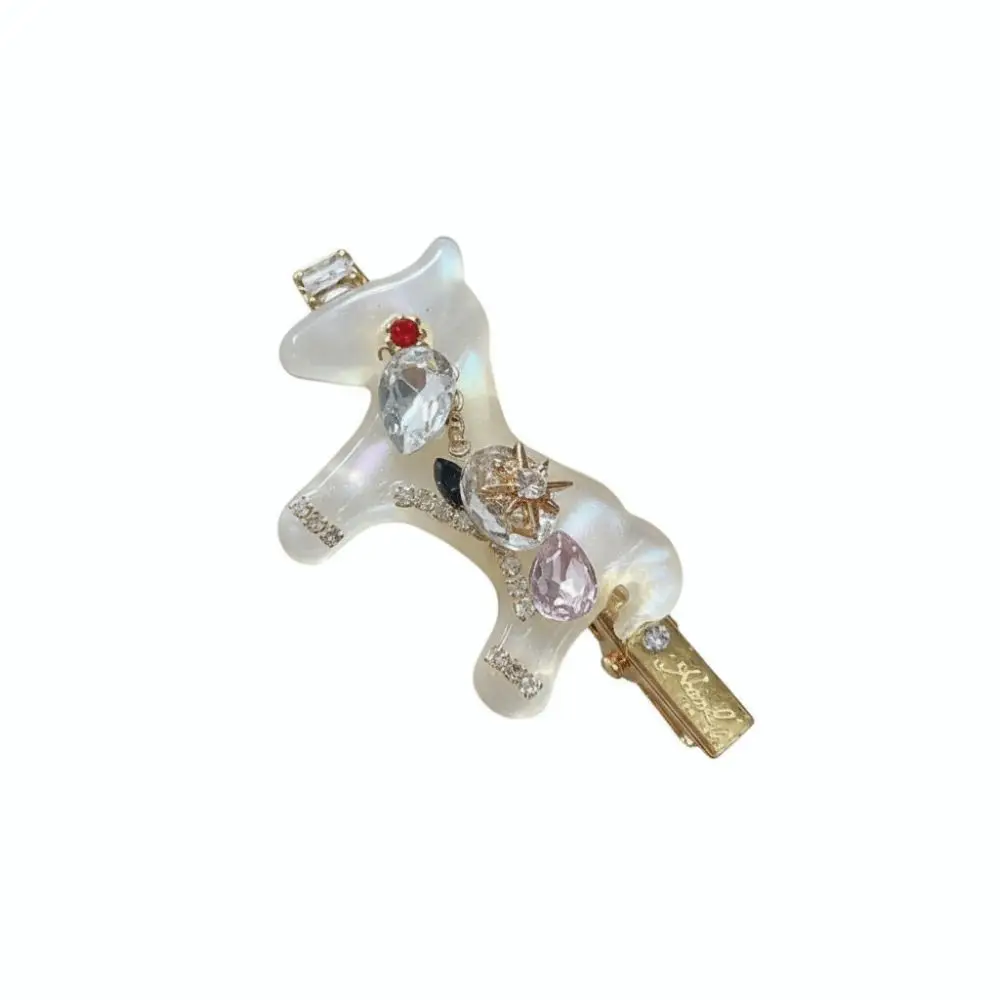 

New Cute Rhinestone Hair Clip Horse Design Fine Hair Pins No Slip Sparkly Hair Barrettes Party