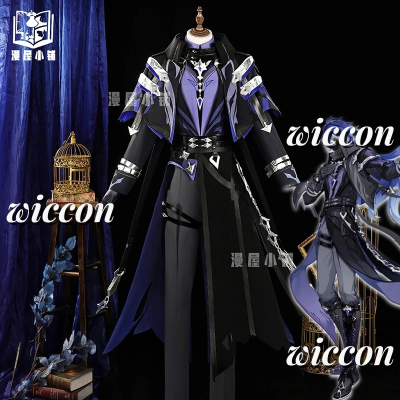 Genshin impacto kyryll flins cosplay conjunto completo peruca botas anime jogo roupas adultos roupa de halloween uniforme