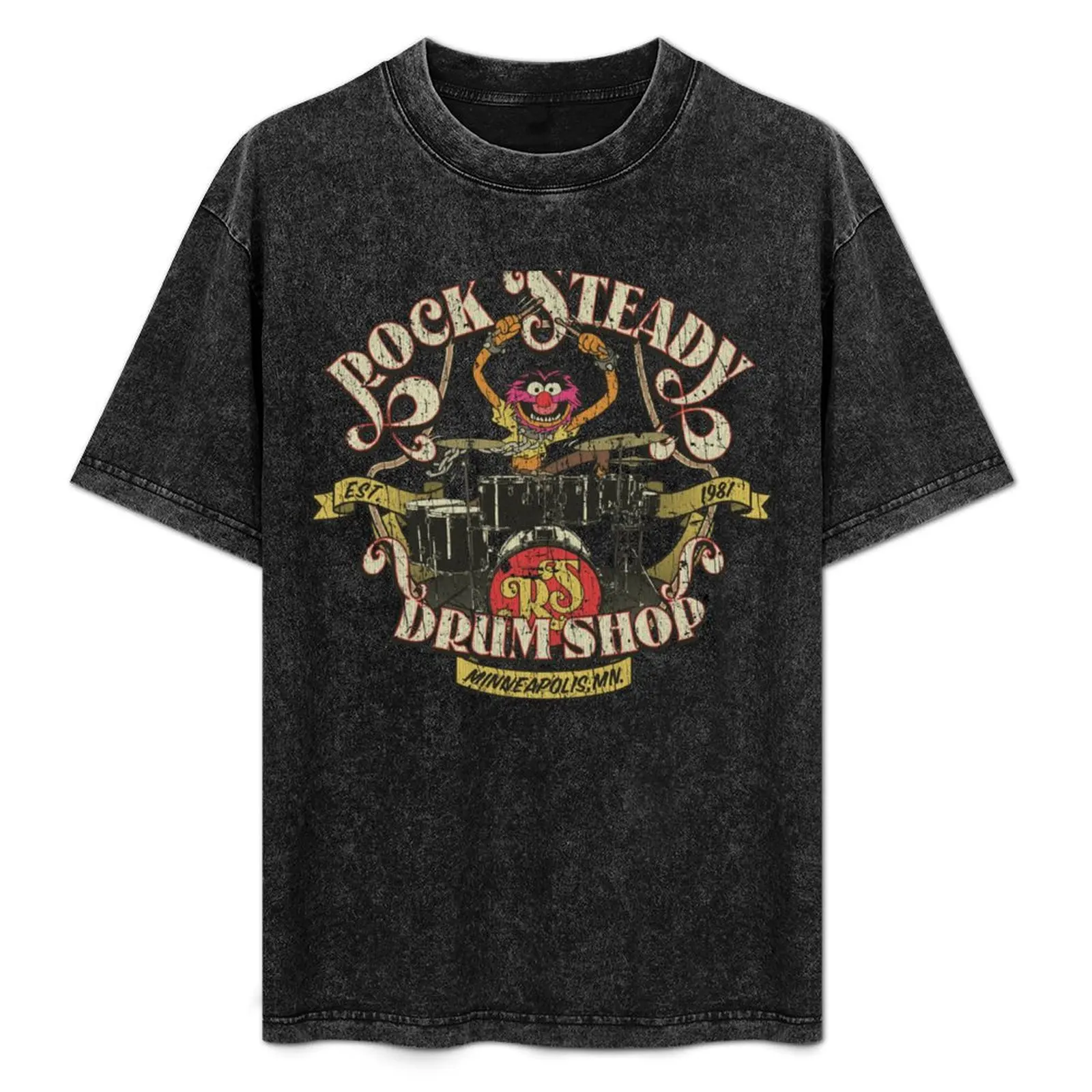 Rock Steady Drum Shop 1981 T-Shirt Simple Print Design T-Shirt