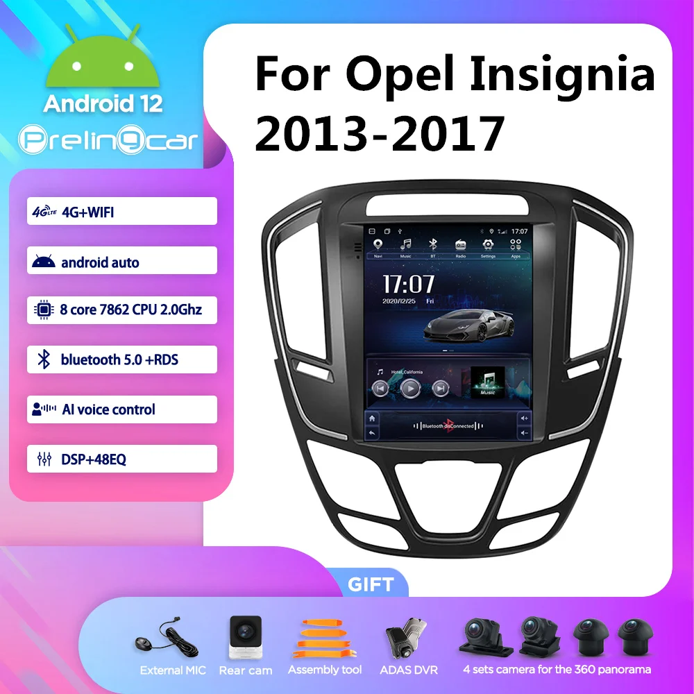 Android 12 Radio Player For Opel New Insignia 2013-2017 Multimedia Video GPS Navigation For Tesla Style Vertical Screen 8Core