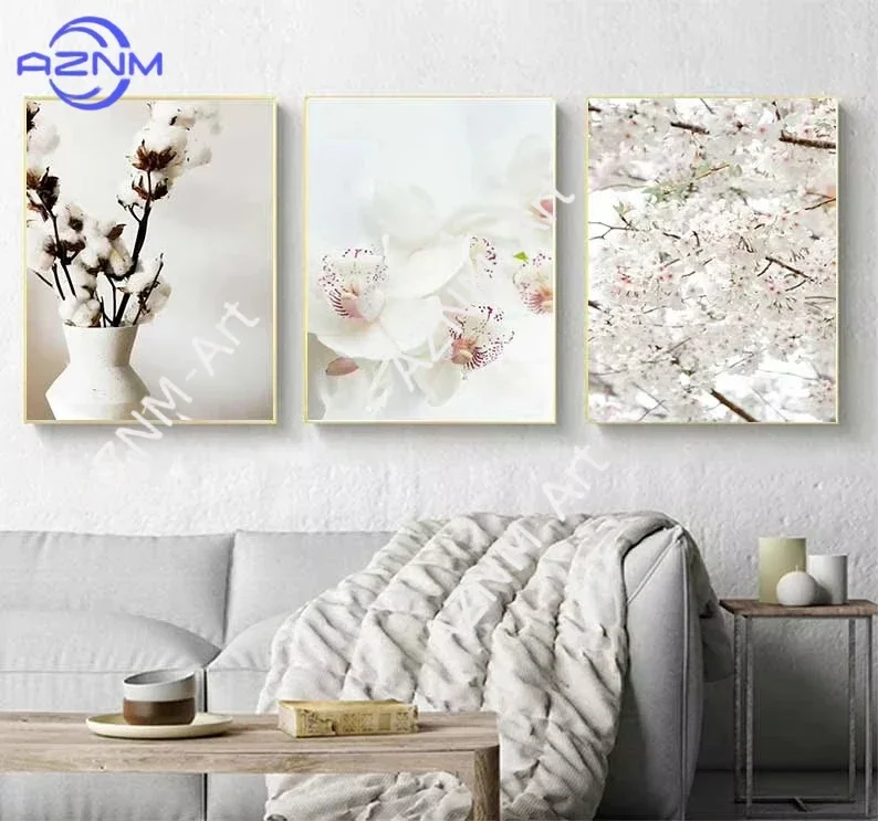 Spring Pink Rabbit Egg Cherry Blossom Vase Wall Art Canvas Painting Nordic Posters and Prints Living Room Home Decoration Murals