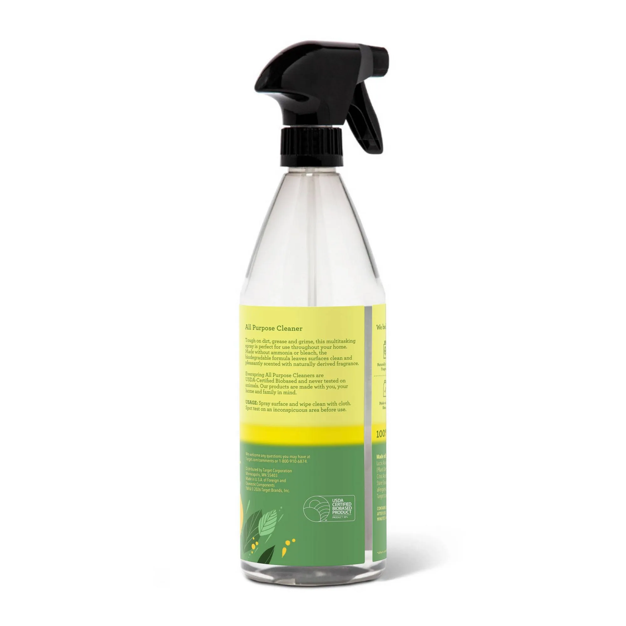 Lemon Mint Scent All Purpose Cleaner Spray For Kitchen Bathroom Surfaces, Fresh Degreasing Home Cleaning