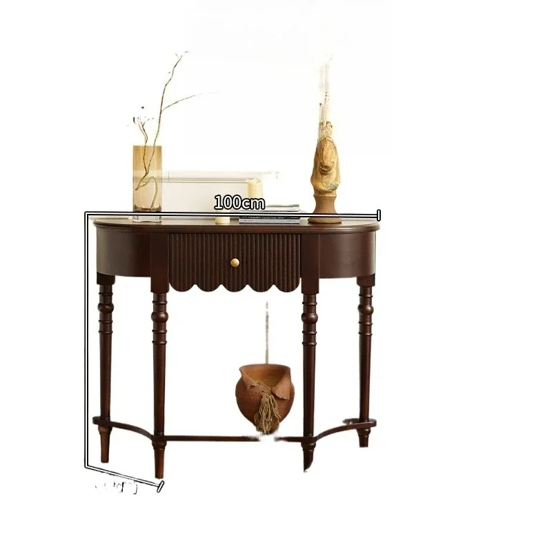 طاولة مدخل من الخشب الصلب الفرنسي، خزانة زخرفية عتيقة في ممر الممر على الحائط #1