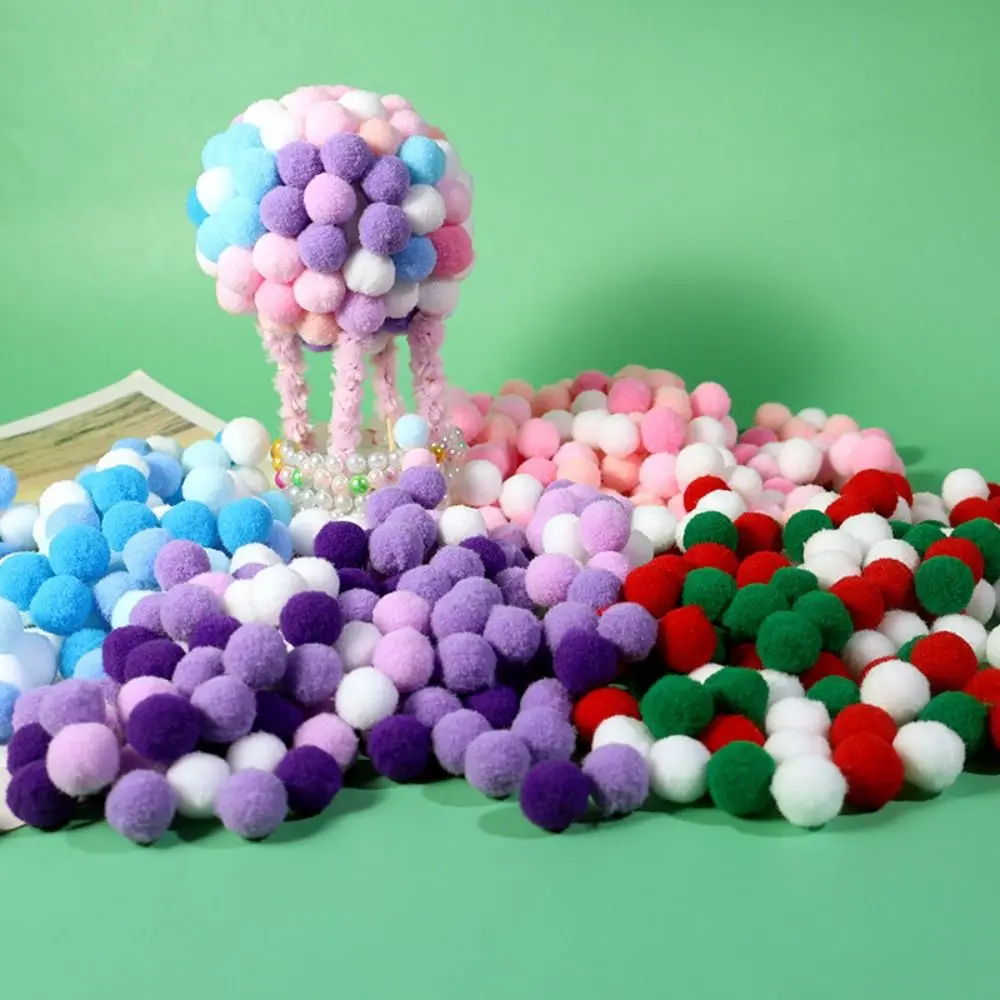 1 Pack 1cm/1.5cm Pompom Fur Balls Chrismas Colors Macaron Colors DIY Pom Pom Ball Mini Elasticity DIY Ball Christmas Decor