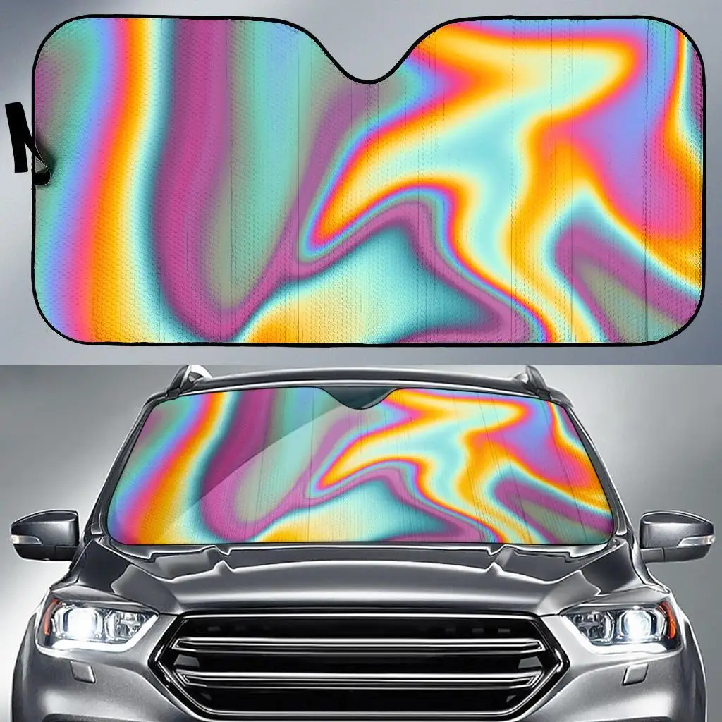 Liquid Holographic Trippy Print Car Sun Shade