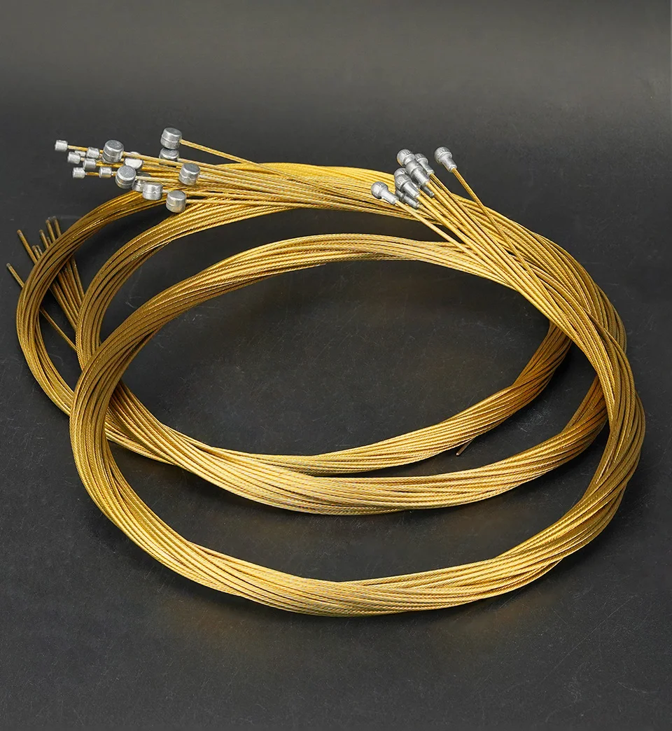 JSHOUBIKE 1/2 Stück MTB 2,1m Rennrad Fahrrad Schaltseil 1,7m Bremsseil Edelstahl Galvanisiert Gold – Detail 13