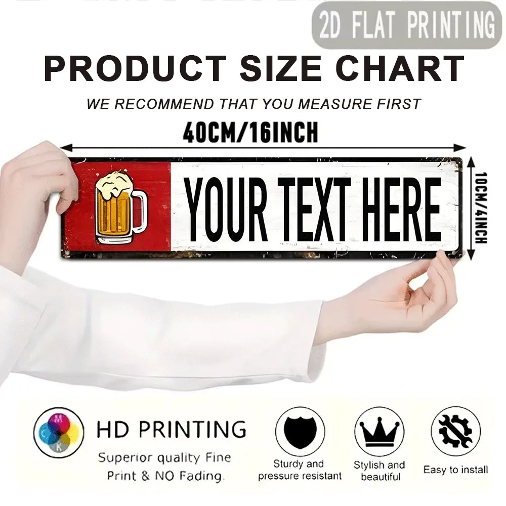 Personalized Text 2D Flat UV HD Sign Decor Only 15.75x3.94