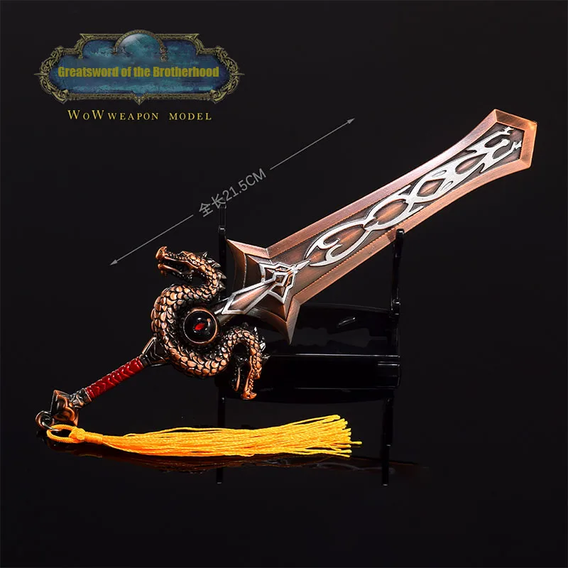 

21.5cm World of Warcraft Game Peripheral Ashkandi Greatsword of The Brotherhood All Metal Weapon Model Knife Toy Sword Boys Gift