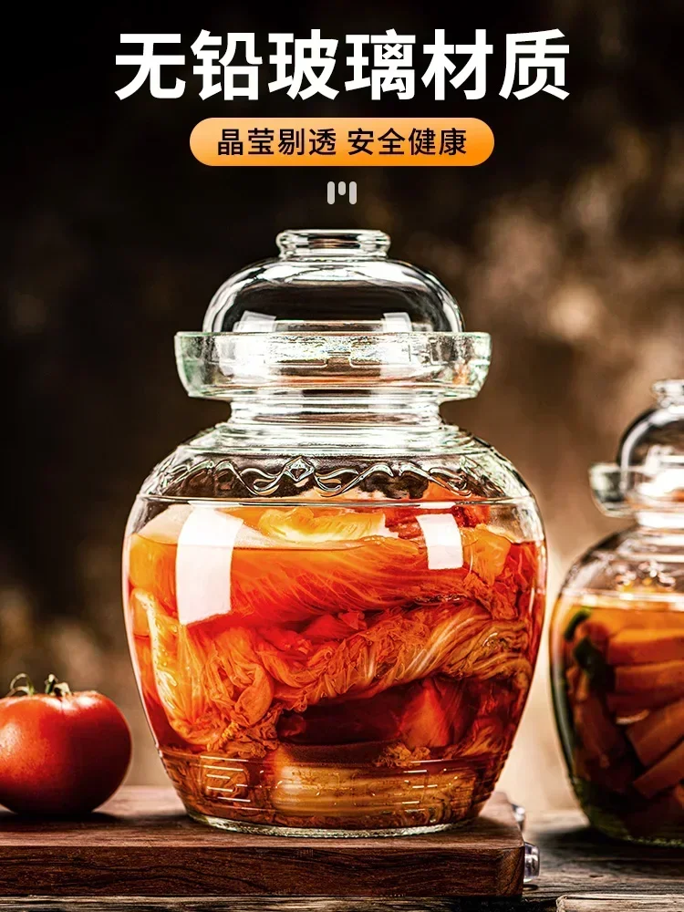 Hot SalesKimchi Jar Pickle Glass Old-fashioned Household Sichuan Pickle Sauerkraut Thickened With Lid Sealed Large