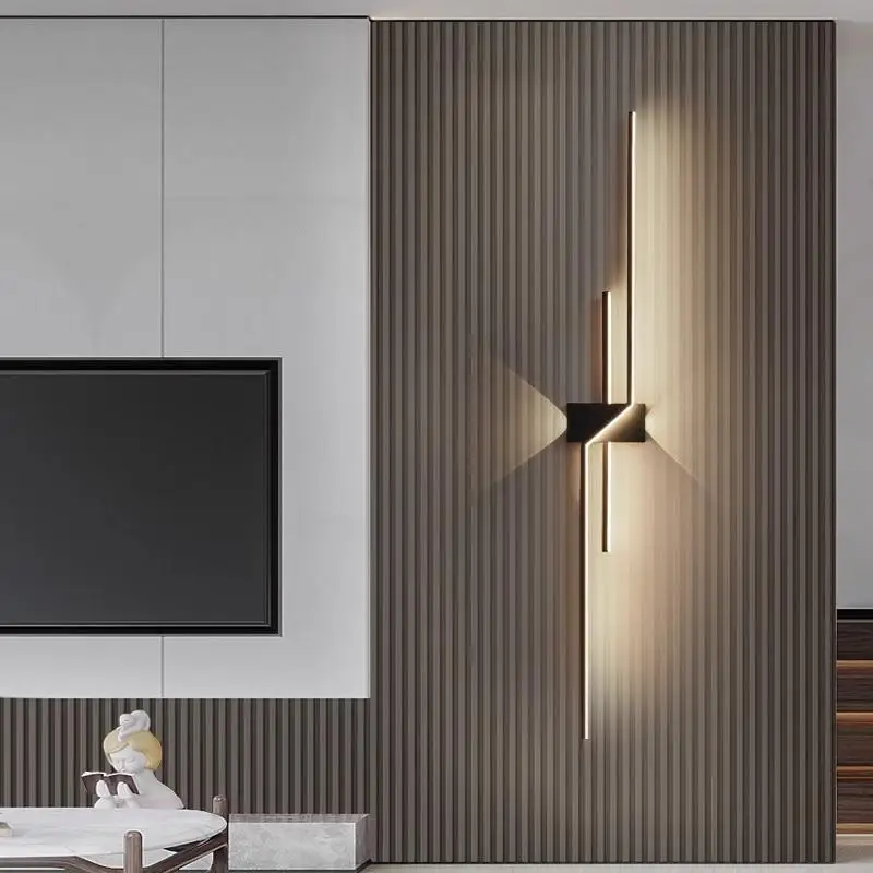 

Yueyi Wall Bedroom Wall Grid Background Wall Passing Living Room Modern Simple Creation Strip Lamp Room Bedside Lamp Grid Sofa T