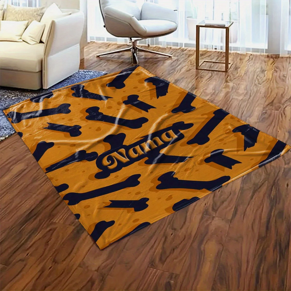 بطانية مطبوعة بنمط عظمة الكلب مخصصة - بطانية غطاء فانيلا خفيفة الوزن عالمية للفصول الأربعة، مناسبة للأريكة،