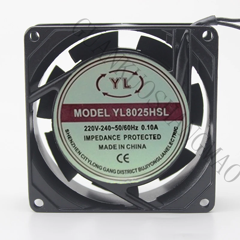 

HJY I PCS YL fan model YL8025HSL 220V AC 0.10A 8025 8CM 2-wire aluminum frame