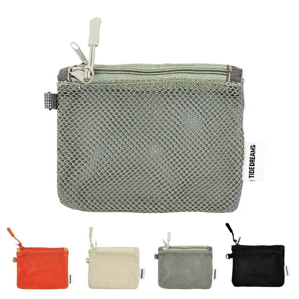 

Portable Mesh Storage Bag Double Layer Travel Organizer Breathable Recycled Polyester Small Pouch for Accessories Cosmetics