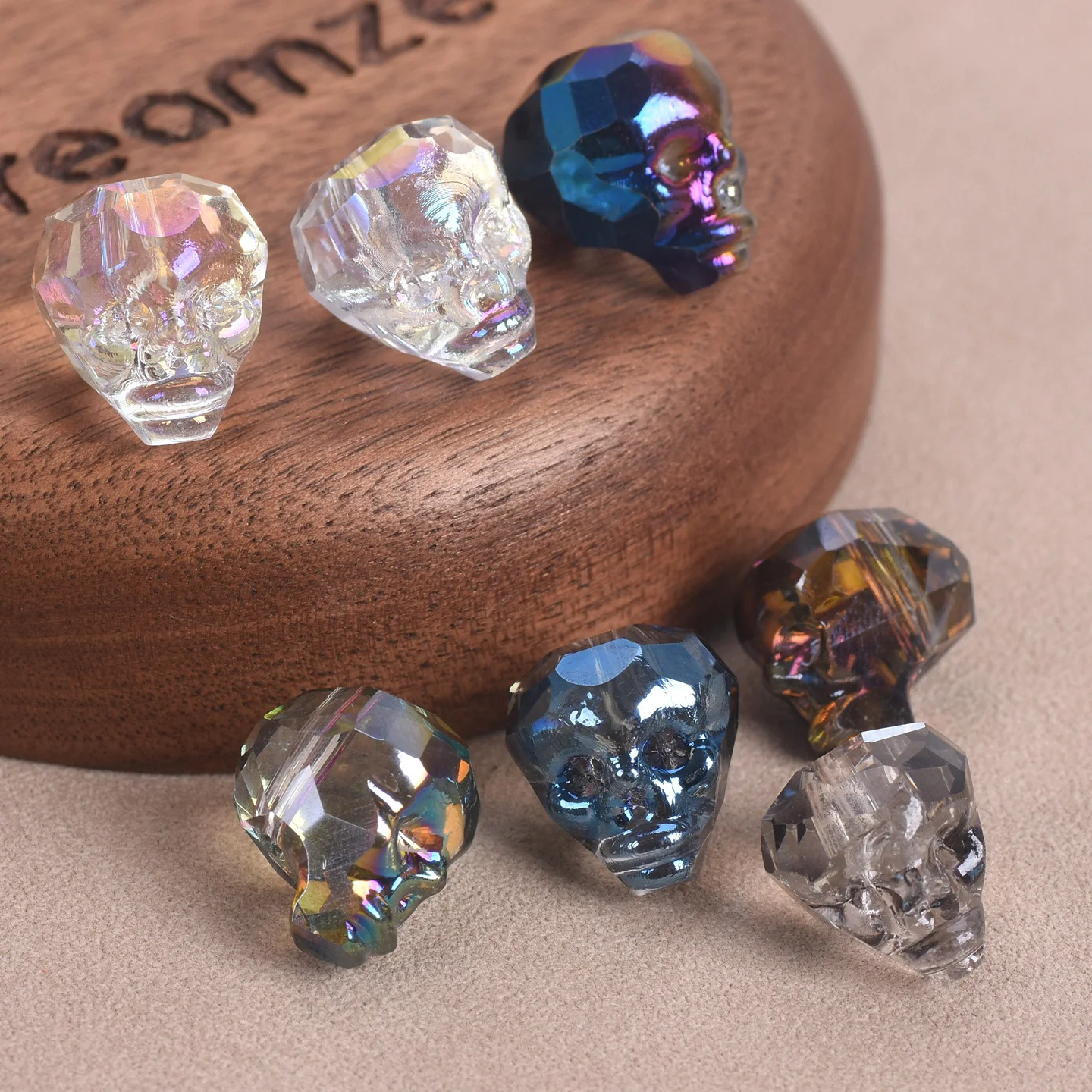 5 stücke 14mm Schädel Kopf Facettierte Kristall Glas Lose Perlen für Schmuck, Die DIY Handwerk