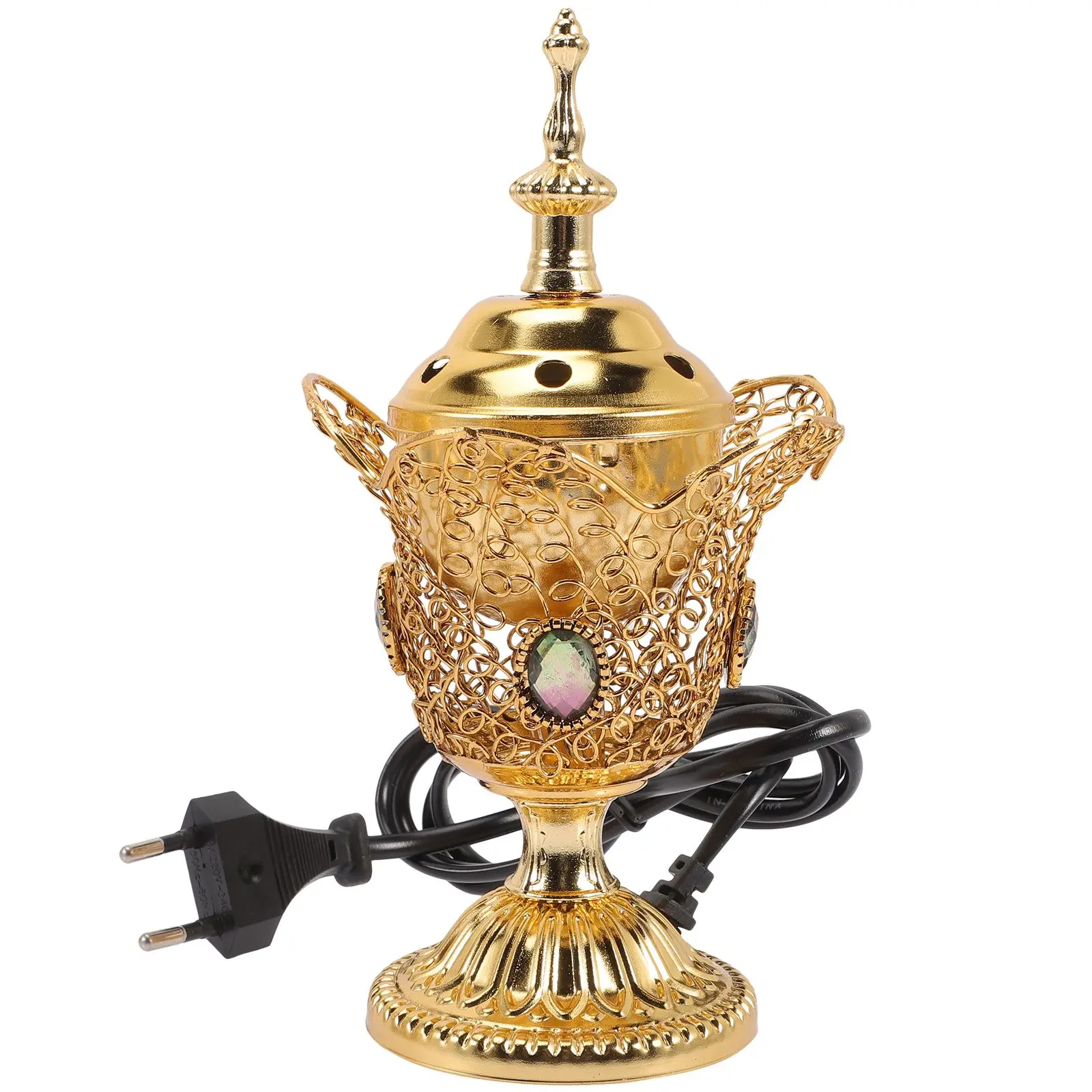 

Middle Eastern Style Metal Incense Burner Electric Censer Home Decor Living Room Table Desk Aromatherapy Stove Creative Design