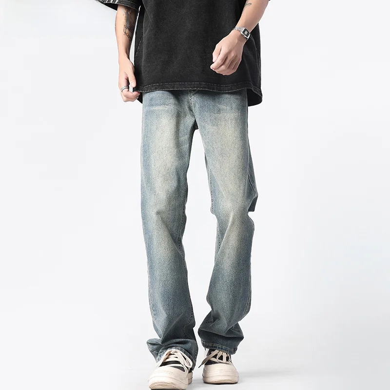 

Джинсы JOKARJONNY в американском ретро-стиле, свободные, прямого кроя, мужские, повседневные, универсальные, длинные брюки, молодежный тренд, хлопок...