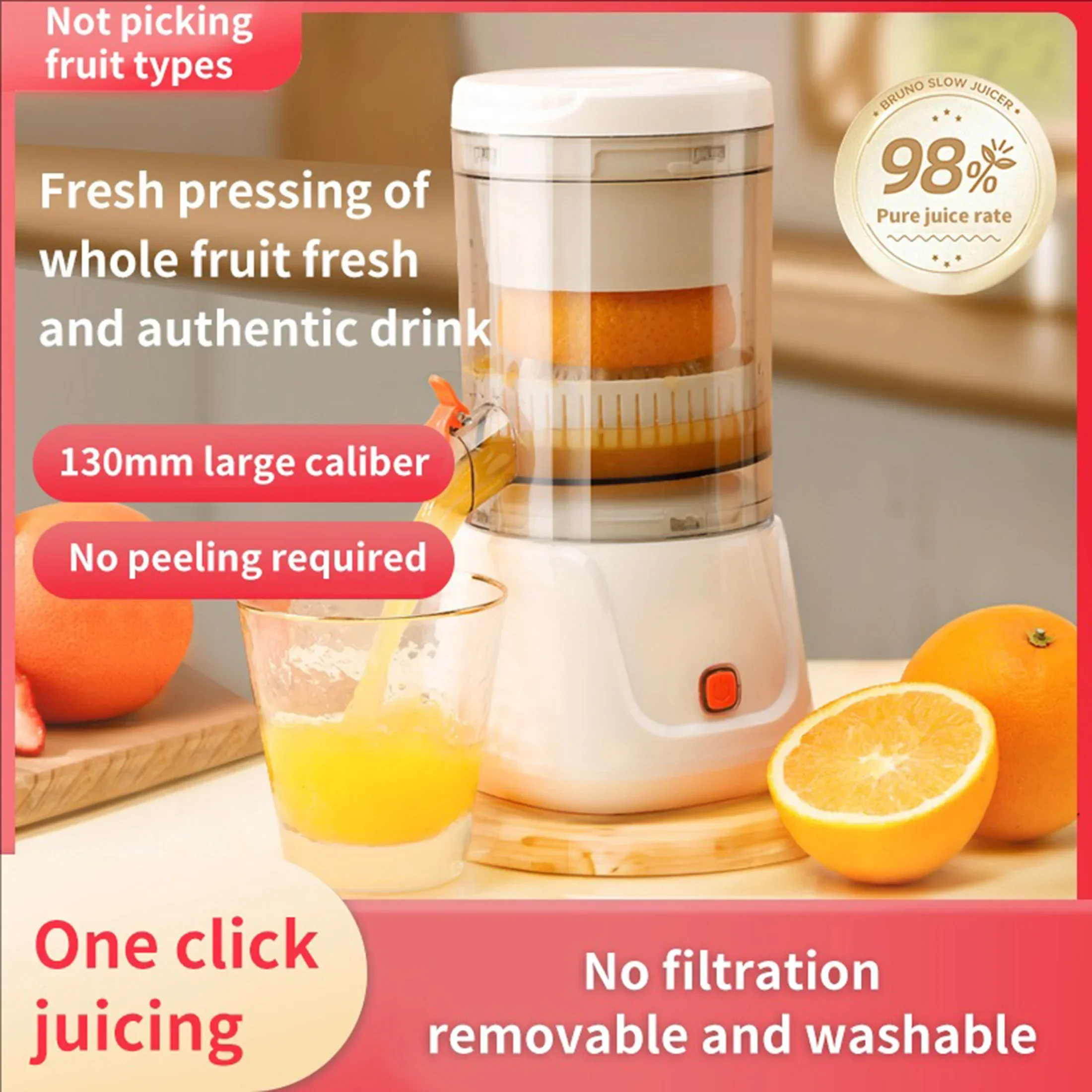 

1PC-New portable USB juicer with efficient fruit residue separation, suitable for travel, office, kitchen, birthday gifts
