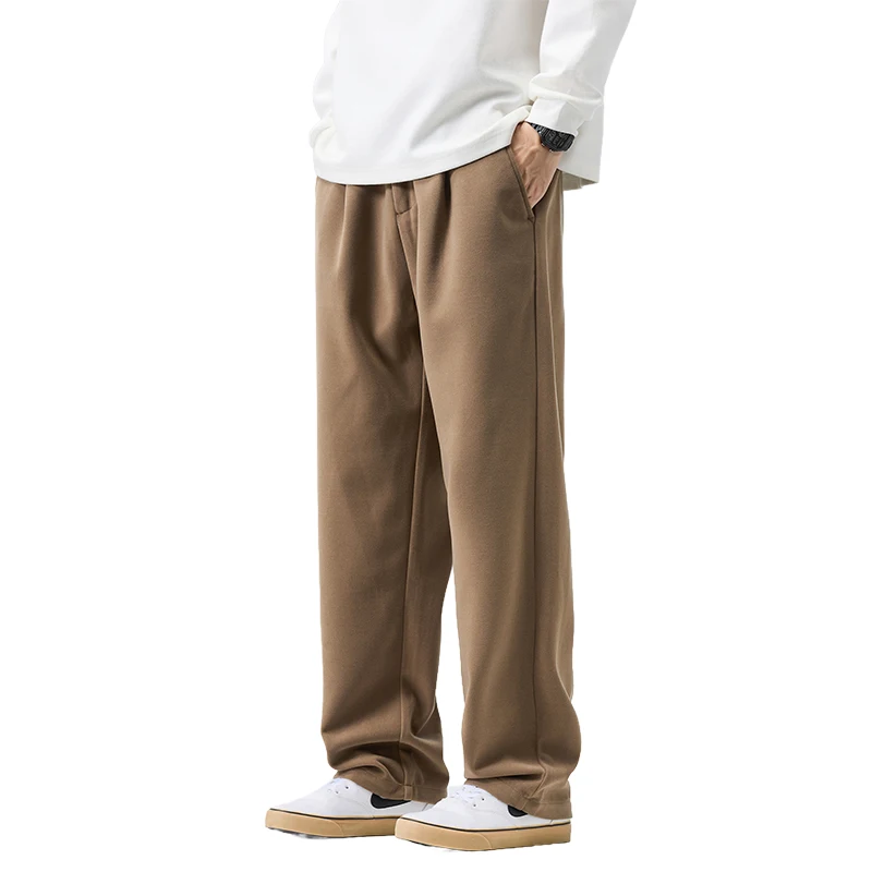 

Мужские повседневные брюки свободного кроя, весна 2025, новые прямые широкие брюки, спортивные драпированные повседневные мужские брюки с заниженной промежностью