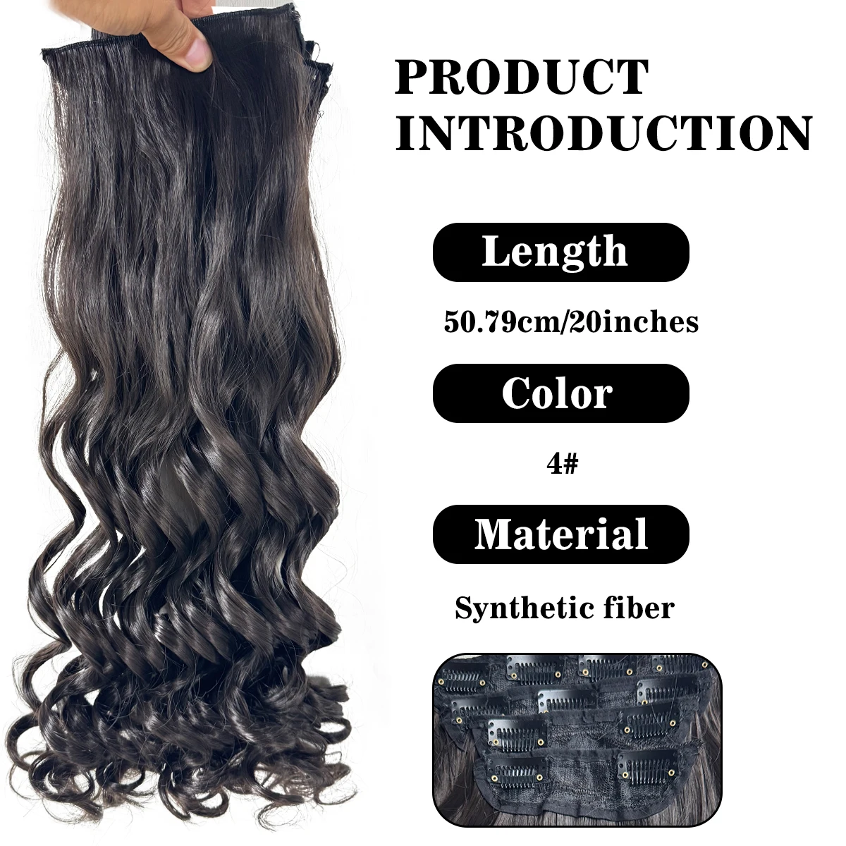 Synthetic Roman curls sandwiched in hair extension long curly wig women's hair extension hair piece daily party