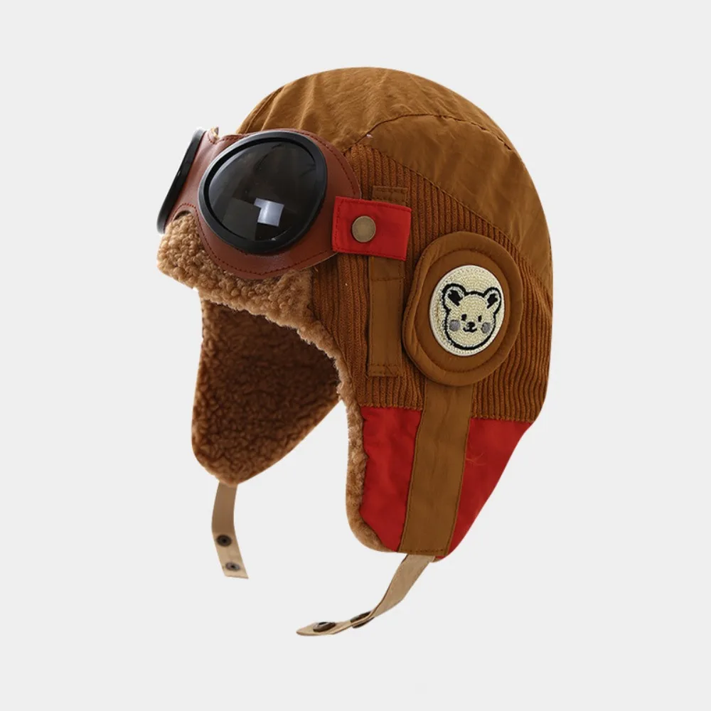 

Autumn Warm Children's Plush Pilot Hat Cute with Glasses Kids Earflap Hat Thickened Earmuff Lei Feng Hat Girls