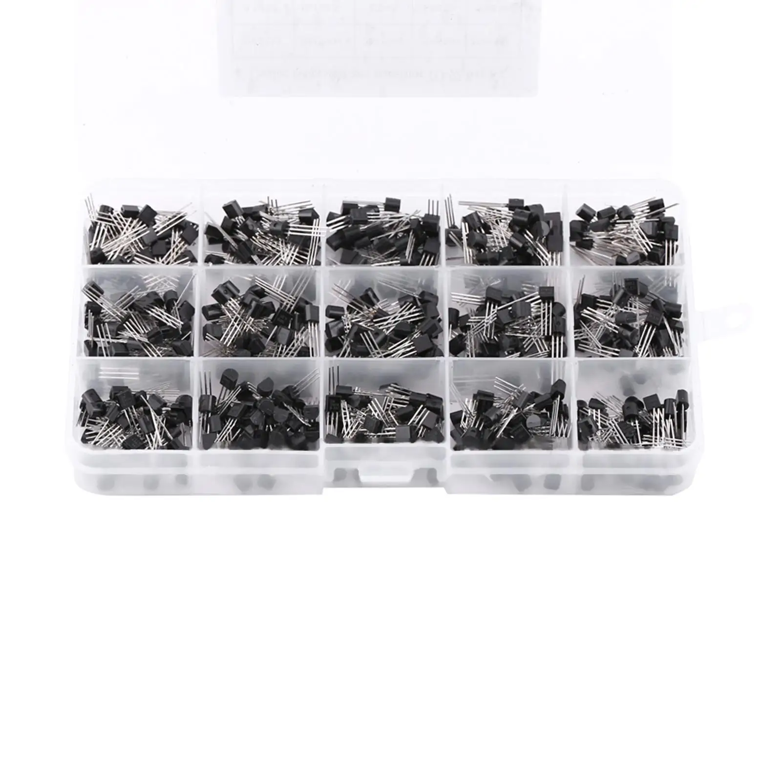 600Pcs Mixed Transistor  - 15 Types -92 Assortment Box for Electronics Projects