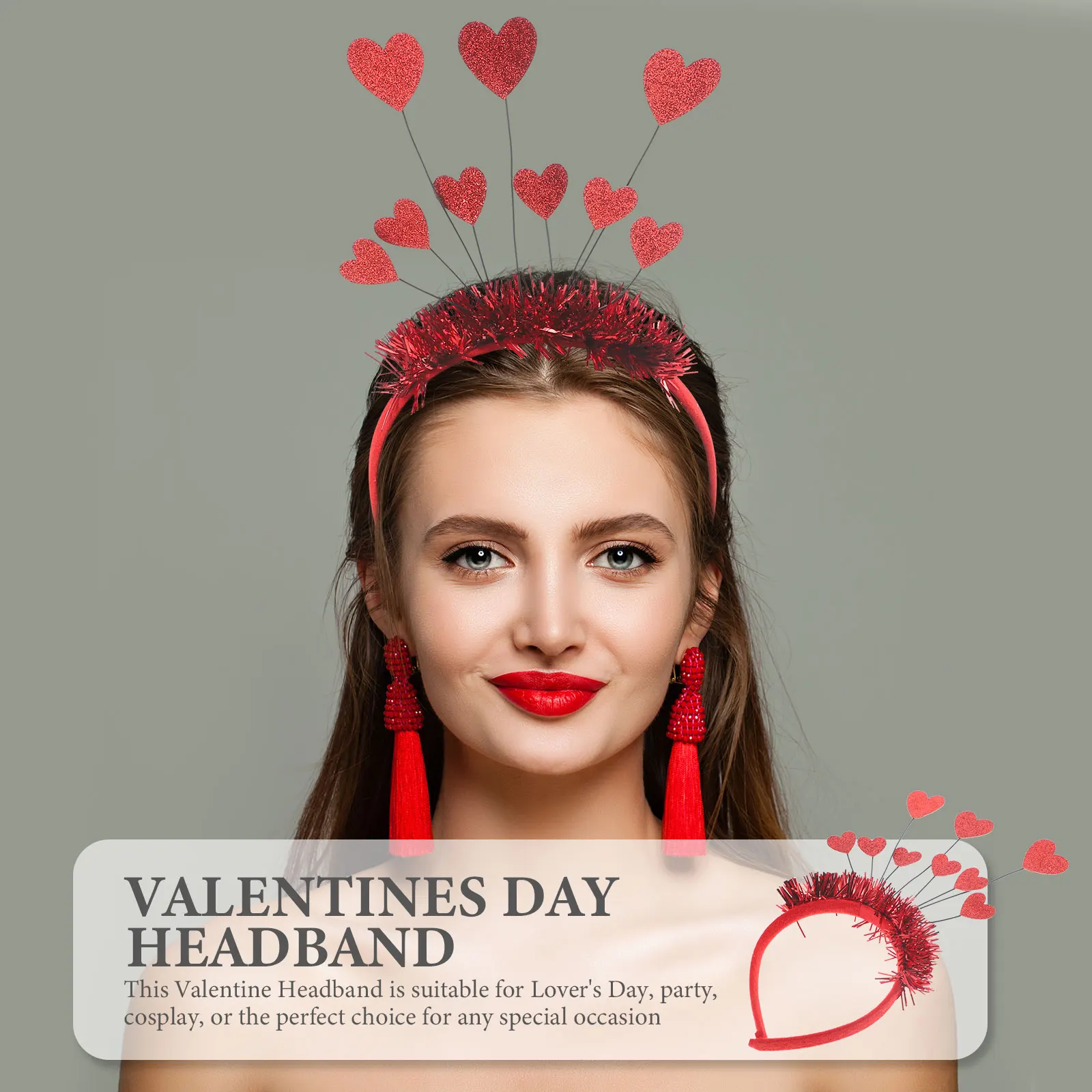 

3pcs Glitter Heart Headbands Festival Party Headdresses Wedding Decorative Accessories For Women Valentines Day Hair Gift