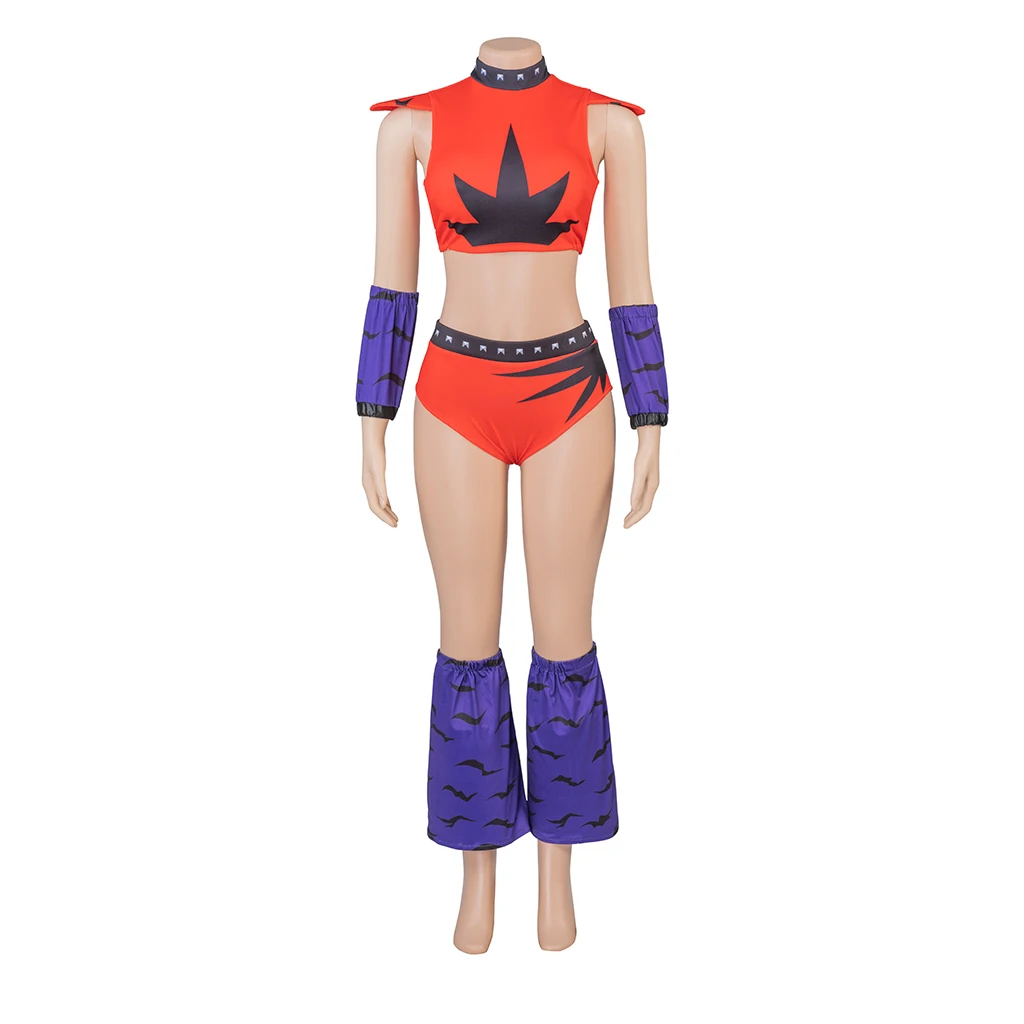 Game Roxy Wolf Cosplay Costume Orange Sexy Women Suit Tops Pants Leg Covers Complete Halloween Carnival Night Costume