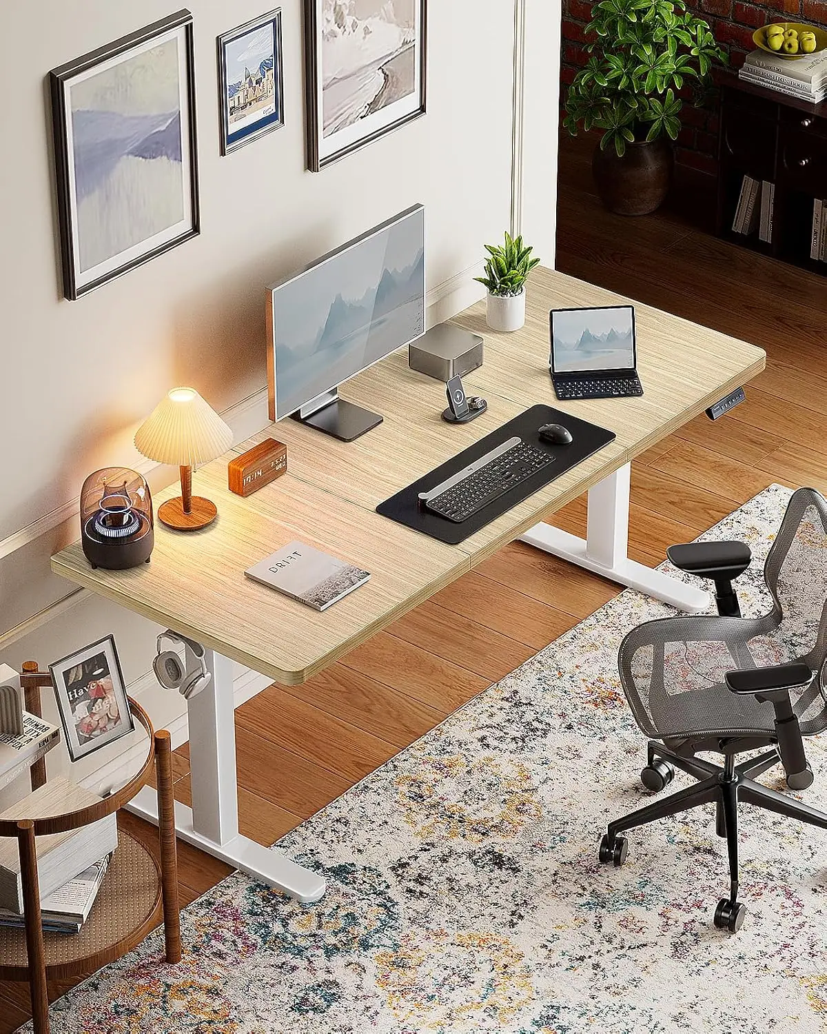 Large Electric Standing Desk 71x30 Inch Brushless Motor 220lb 4 Memory Presets Cable Tray Dual Hooks Height 27.9-46.5 Inch 2 Pac