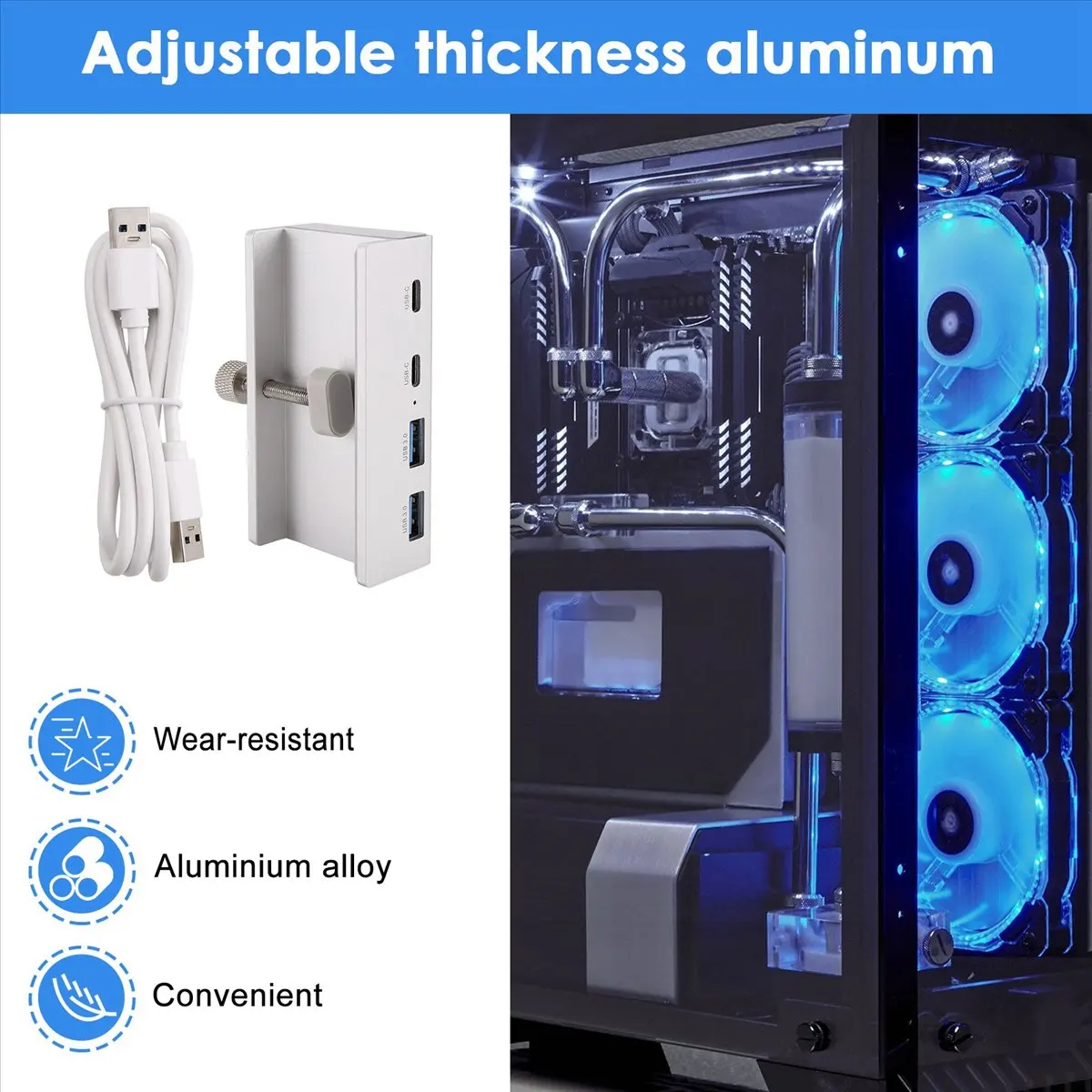 جديد! USB 3.0 Hub الألومنيوم كليب على TypeC Hub Desktop Splitter مع معدل نقل USB-C 5GBPs لأجهزة الكمبيوتر المحمولة #4