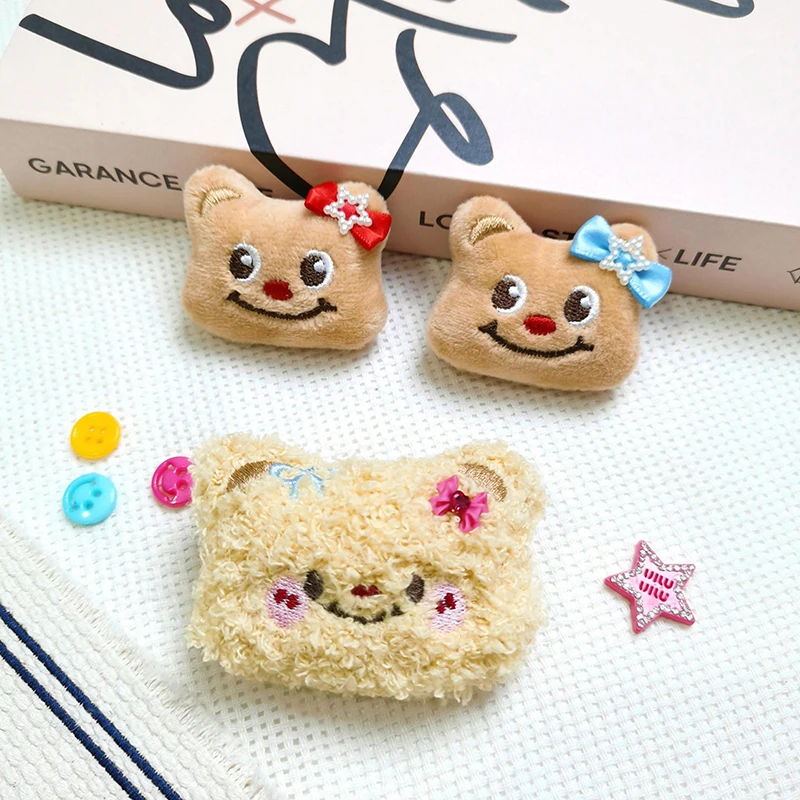 1PC Kawaii Bag Pendant Cartoon Plush Bear Head Keychain Cute Soft Stuffed Doll Toy DIY Decoration For Couple Friends Gift