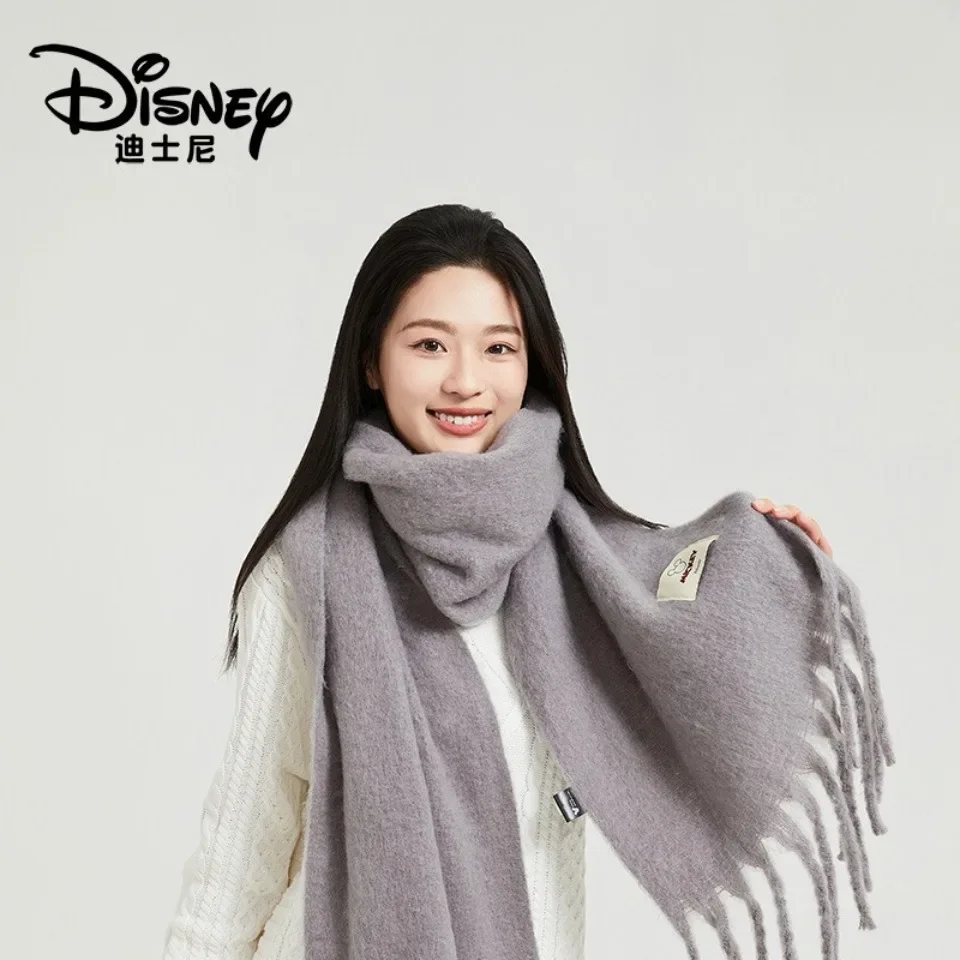 Disney Mickey Mouse Plush ผ้าพันคอสีทึบฤดูใบไม้ร่วงและฤดูหนาวผิวอบอุ่นน่ารักการ์ตูนเด็กผู้ใหญ่ผ้าพันคอฤดูหนาวของขวัญ