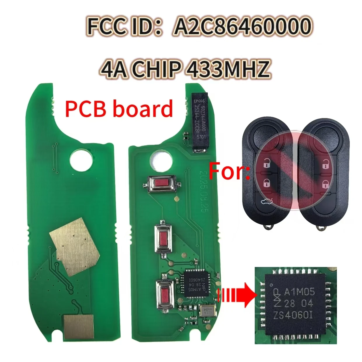 Jingxin PCB Board pcf7945 4A Chip 433MHz FCC:A2C86460000  Car Remote Key  PCB Board For Fiat Mobi Uno Fiorino E Mais Strada