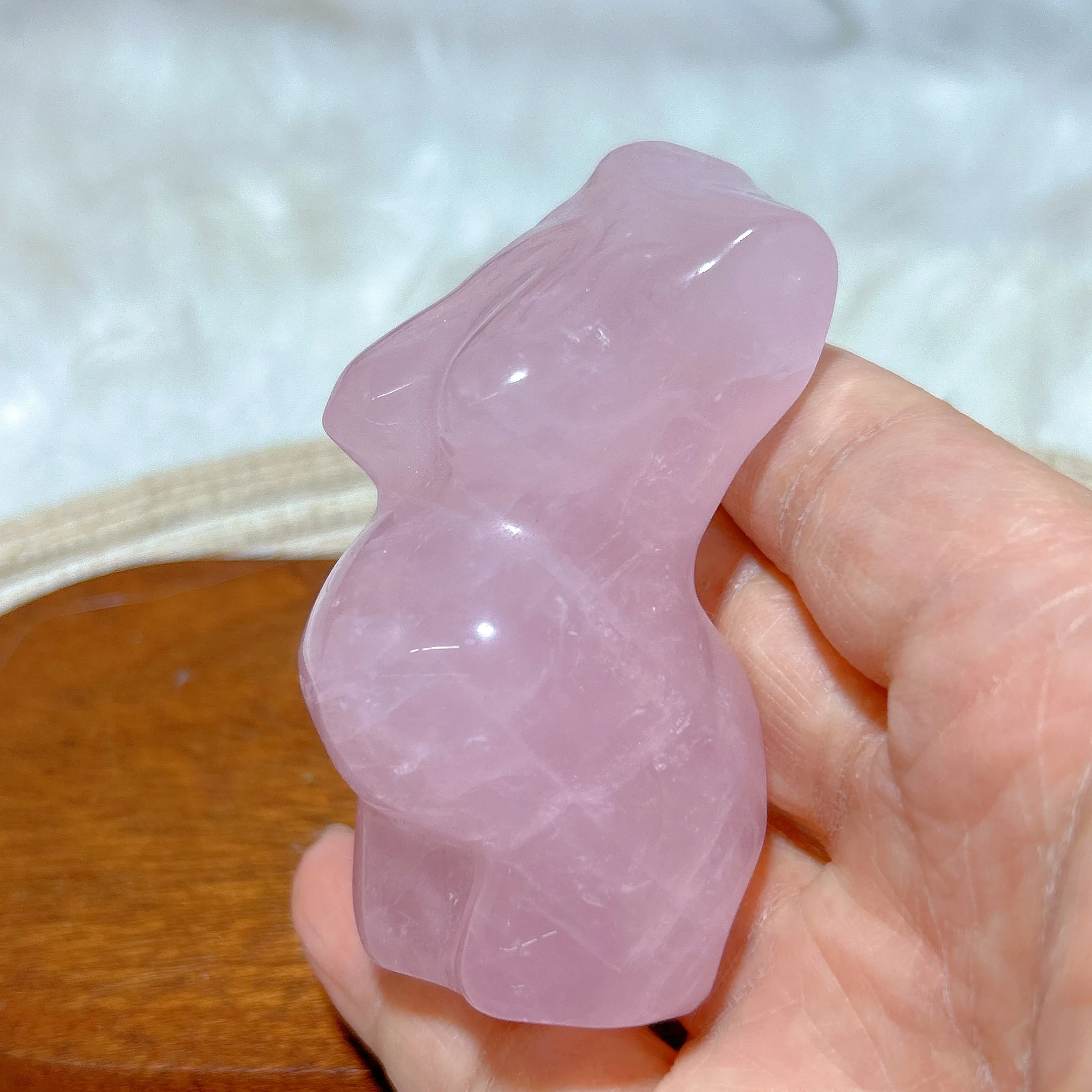 

High Quality Natural Crystal Pregnant Rose Quartz Woman Body Carving Middle Size Energy Reiki Ornament Home Decoration Gift